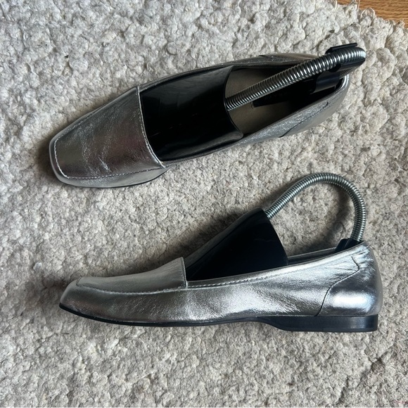 Array: Freedom Metallic Silver Slip On Elongated Square Toe Loafers Size 7.5 - Picture 6 of 12